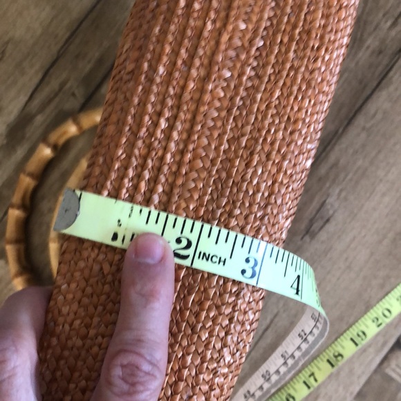 Vintage Look Straw Floral Beaded Sequin Bamboo Handle Purse Bag - Picture 12 of 12